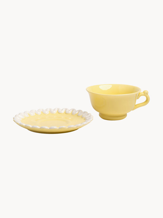 Handmade Tea Cup & Saucer Whip, Set of 2