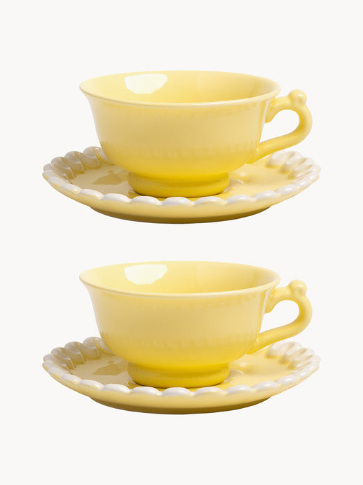 Handmade Tea Cup & Saucer Whip, Set of 2