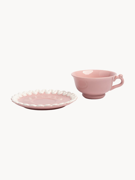 Handmade Tea Cup & Saucer Whip, Set of 2