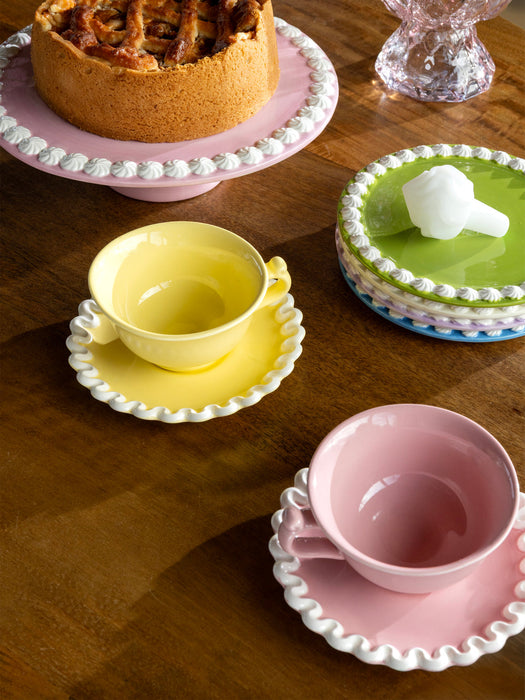 Handmade Tea Cup & Saucer Whip, Set of 2