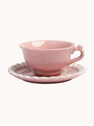 Handmade Tea Cup & Saucer Whip, Set of 2