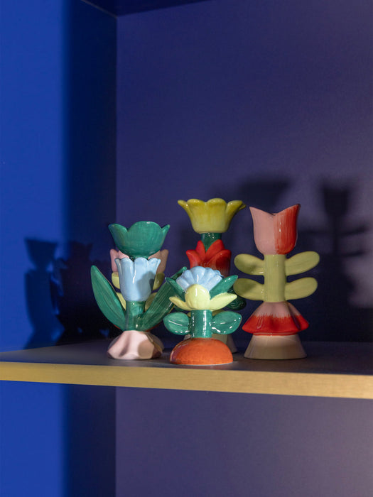 Hand-Painted Candle Holder Blume