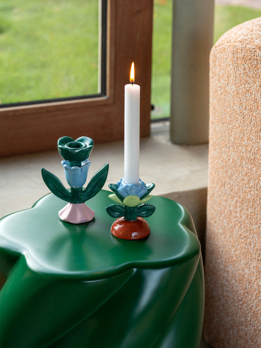 Hand-Painted Candle Holder Blume
