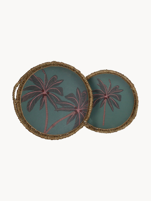 Handmade Serving Trays Palm Tree Set of 2