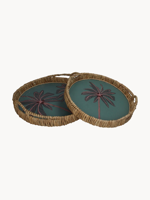 Handmade Serving Trays Palm Tree Set of 2