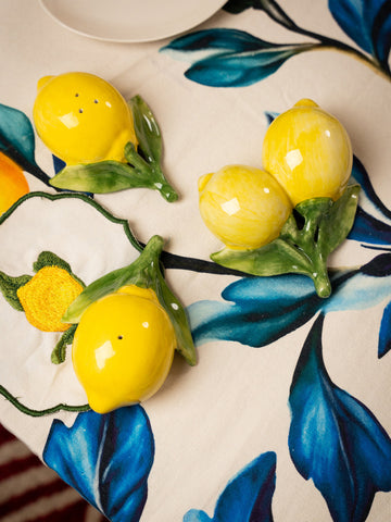 Lemon Hand-Painted Salt and Pepper Mills, Set of 2