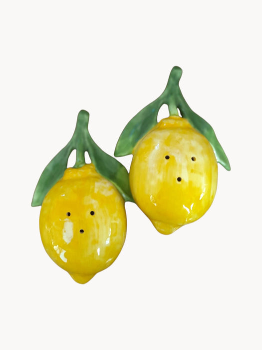 Hand-Painted Salt and Pepper Mills Lemon Set of 2
