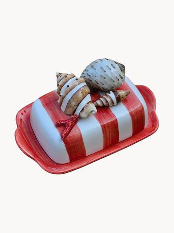 Shell Hand-Painted Butter Dish