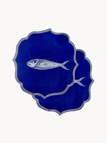 Fish Embroidered Napkins, Set of 2