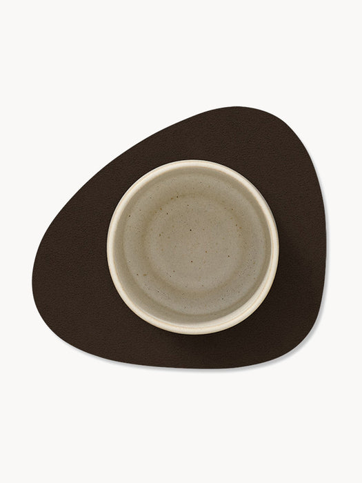 Handmade Asymmetrical Leather Coasters Curve Set of 4
