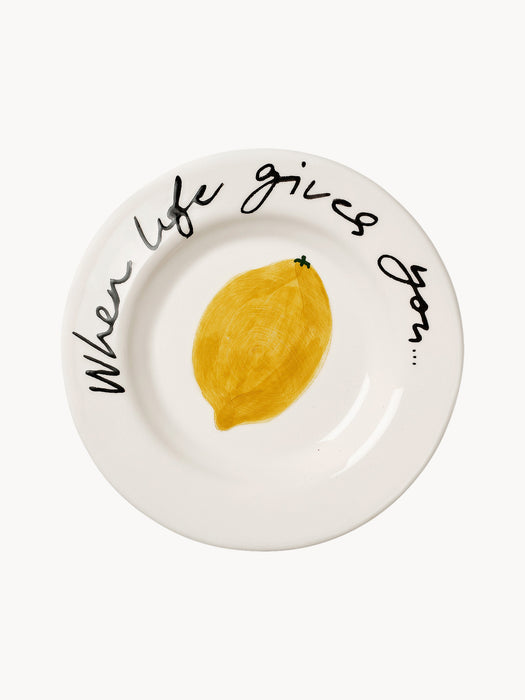 Hand-Painted Dessert Plate Lemon