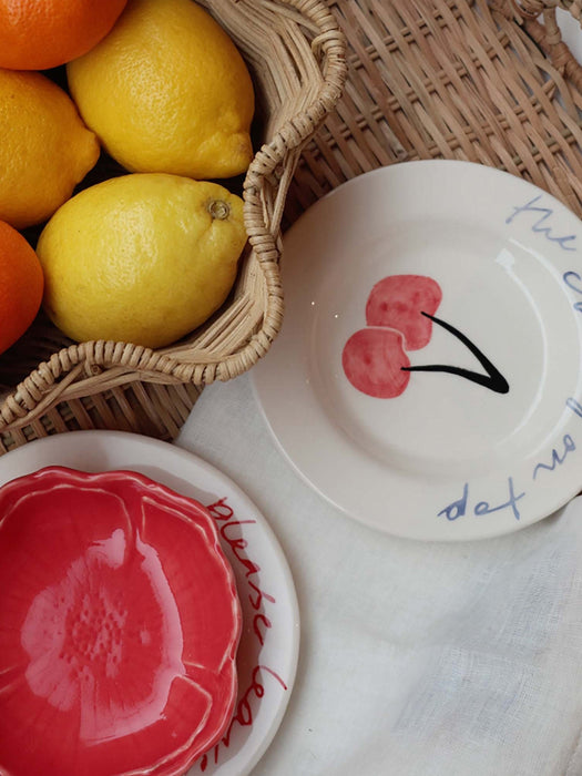 Hand-Painted Dessert Plate Cherry