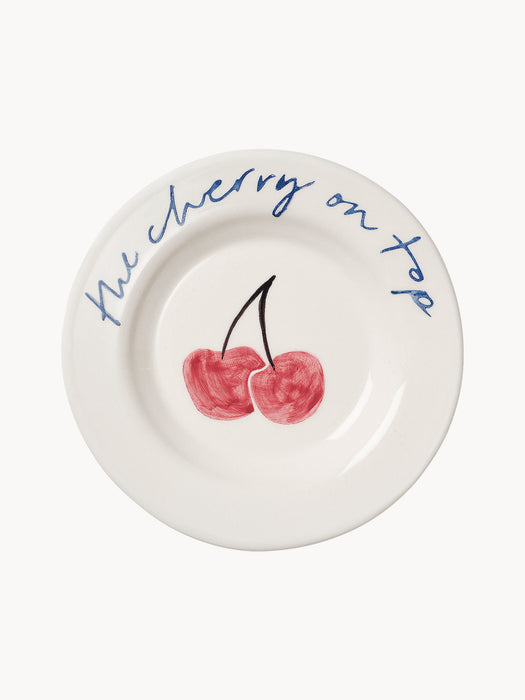 Hand-Painted Dessert Plate Cherry