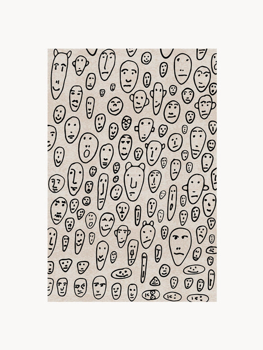Low-Pile Rug Floating Faces
