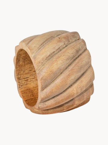 Handmade Acacia Wood Napkin Rings Round, Set of 4