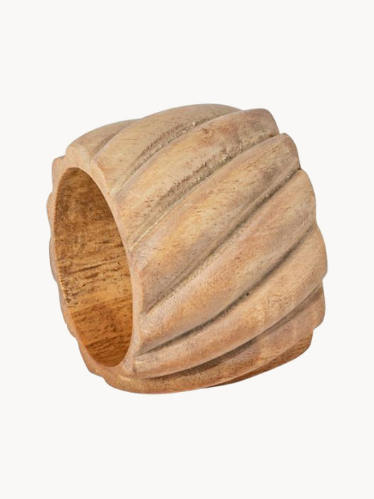 Handmade Acacia Wood Napkin Rings Round Set of 4