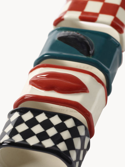 Les Objets Mouleversants Hand-Finished Stoneware Napkin Rings, Set of 4