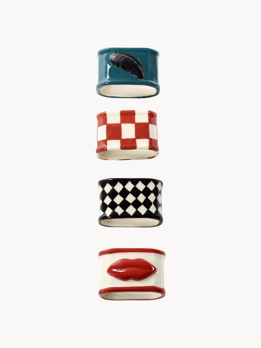 Les Objets Mouleversants Hand-Finished Stoneware Napkin Rings, Set of 4