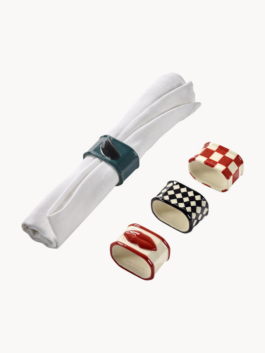 Les Objets Mouleversants Hand-Finished Stoneware Napkin Rings, Set of 4