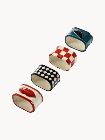 Les Objets Mouleversants Hand-Finished Stoneware Napkin Rings, Set of 4
