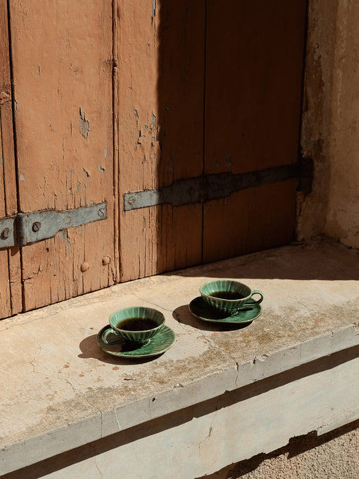 Verde Lanza Hand-Finished Saucers, Set of 2