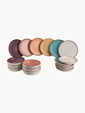 Hand-Painted Tableware Set Baita Modern, 6 People, Set of 18