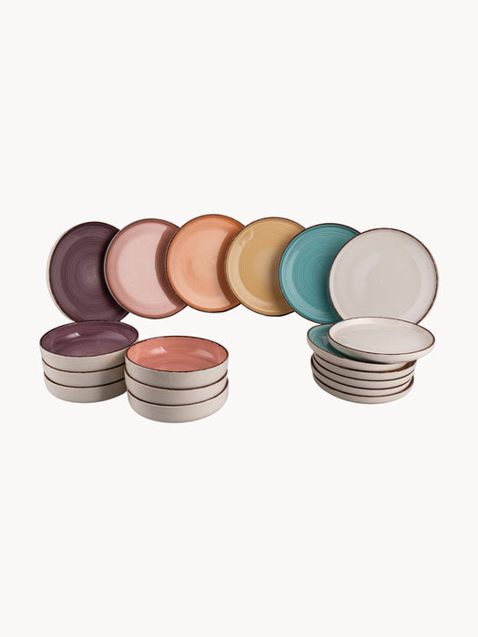 Hand-Painted Tableware Set Baita Modern, 6 People, Set of 18