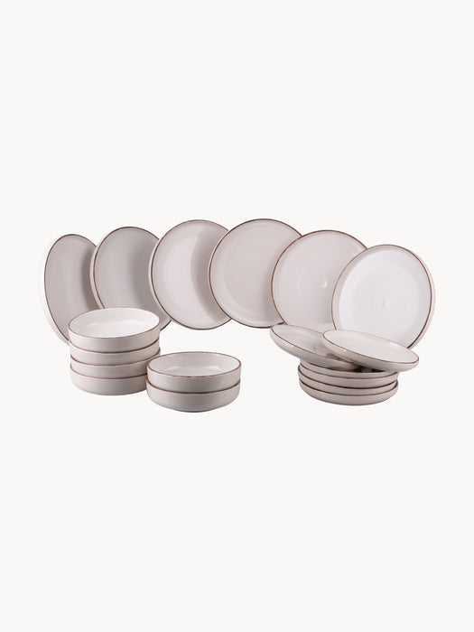 Hand-Painted Tableware Set Baita Modern, 6 People, Set of 18