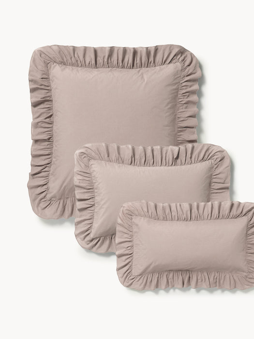 Washed Cotton Percale Pillowcase Louane with Ruffles