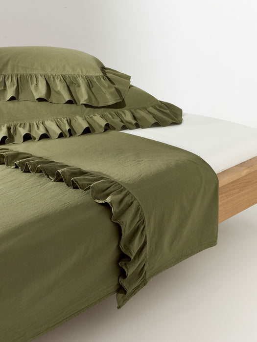 Washed Cotton Percale Bed Sheet Louane with Ruffles