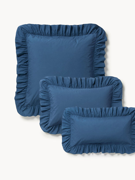 Washed Cotton Percale Pillowcase Louane with Ruffles