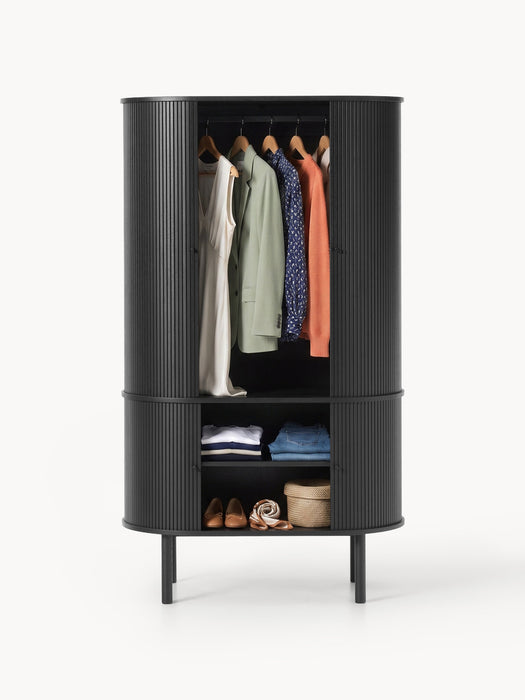 Compact Wardrobe Calary with Fluted Front