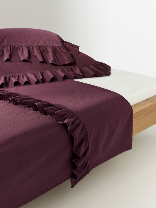 Washed Cotton Percale Bed Sheet Louane with Ruffles