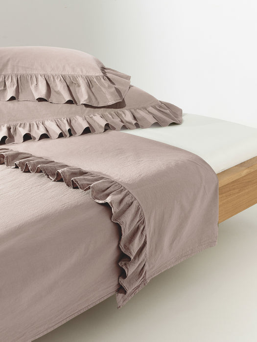 Washed Cotton Percale Bed Sheet Louane with Ruffles