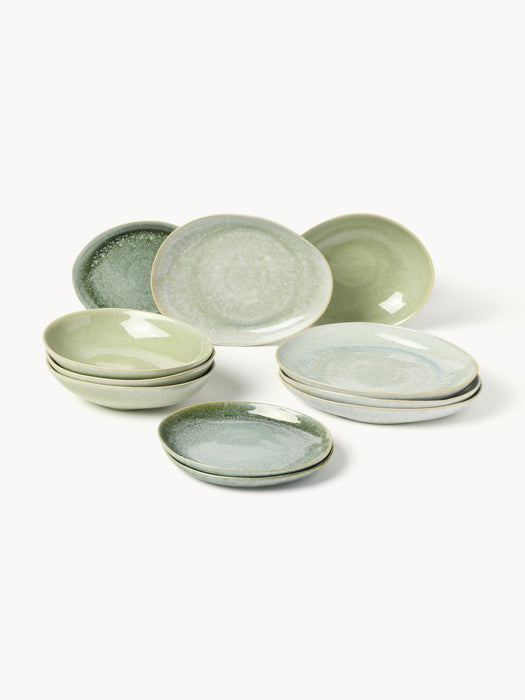 Handmade Organic Shaped Tableware Set Macey 4 people Set of 12