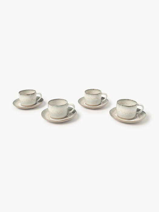 Handmade Coffee Cups Myrtille with Saucers Set of 4
