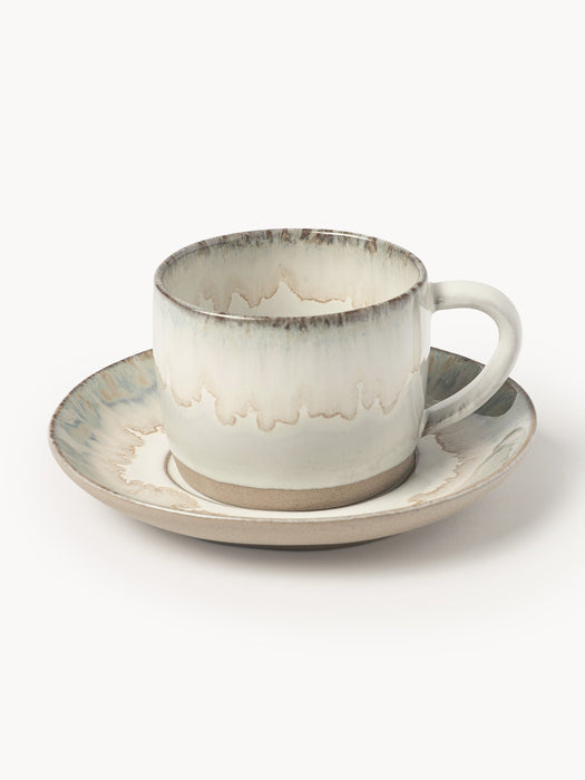 Handmade Coffee Cups Myrtille with Saucers Set of 4