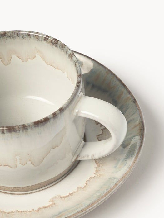 Handmade Coffee Cups Myrtille with Saucers Set of 4