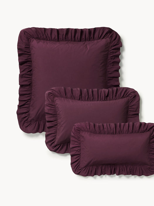 Washed Cotton Percale Pillowcase Louane with Ruffles