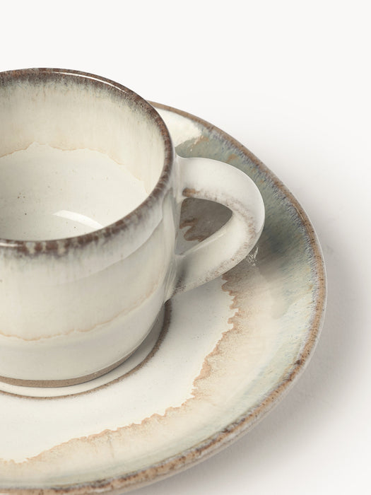 Handmade Espresso Cups Myrtille with Saucers Set of 4