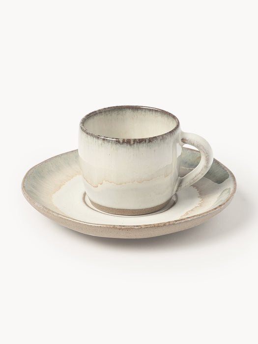 Handmade Espresso Cups Myrtille with Saucers Set of 4