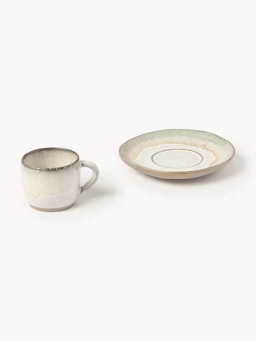 Handmade Espresso Cups Myrtille with Saucers Set of 4