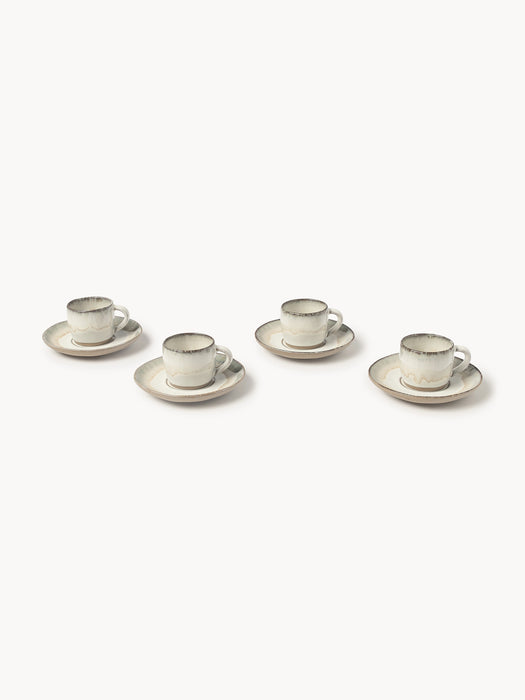 Handmade Espresso Cups Myrtille with Saucers Set of 4
