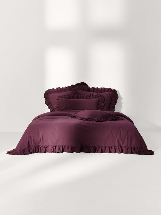 Louane Washed Cotton Percale Duvet Cover with Ruffles