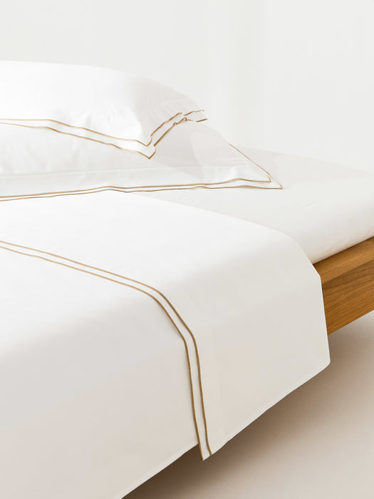Cotton Sateen Flat Sheet Carlotta with Piping