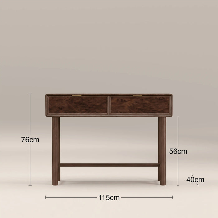 Arden 2 Drawer Wooden Console Table Walnut Burl Wood