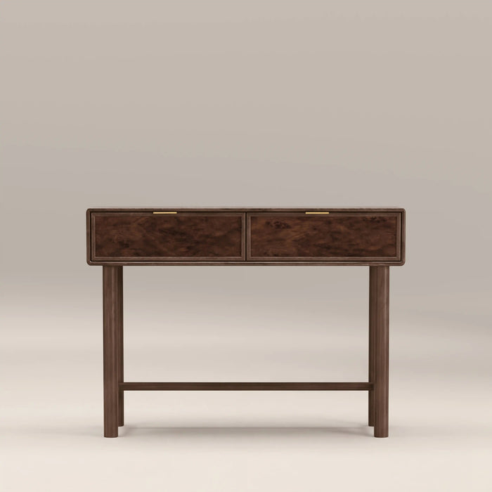 Arden 2 Drawer Wooden Console Table Walnut Burl Wood