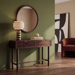 Arden 2 Drawer Wooden Console Table | Walnut Burl Wood