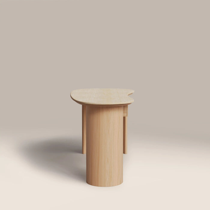 Lois 1 Drawer Desk Natural Travertine Effect Sintered Stone & Oak