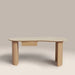 Lois 1 Drawer Desk | Natural Travertine Effect Sintered Stone & Oak